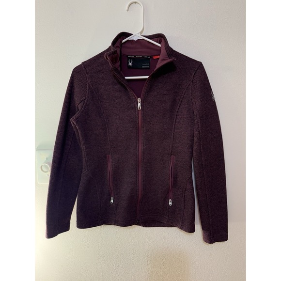 Spyder Maroon Red Core Full Zip Long Sleeve Sweater Women's Size‎ S - Picture 1 of 5